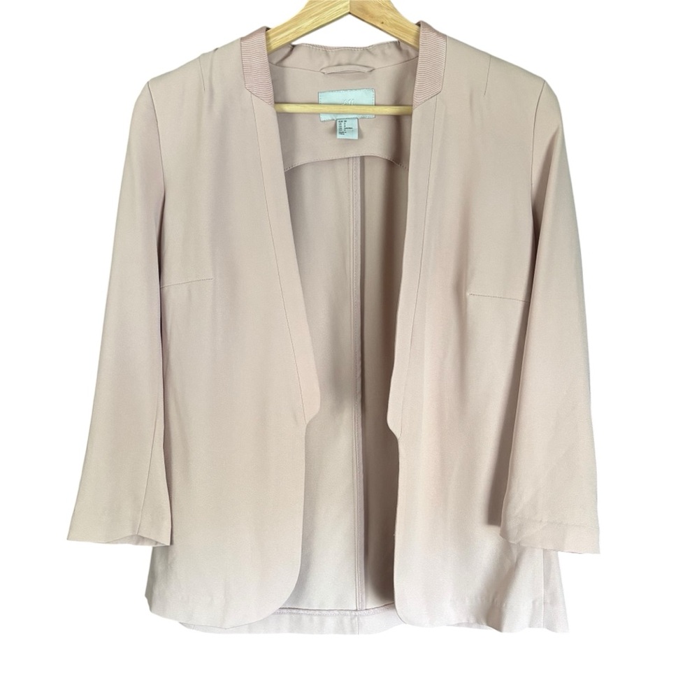 🩷🩷H&M Modern Classics Women's Open Blazer with 3/4 Length Sleeves in Blush Pink